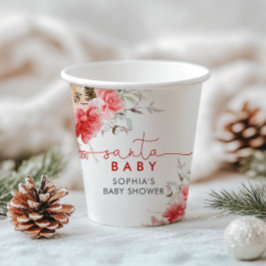 サンタベビーシャワーレッド&ピンク花紙カップ 紙コップ