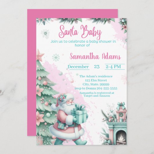 サンタベビーシャワー招待状 招待状 (正面/裏面)
