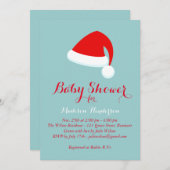 サンタベビーシャワー招待状 – 赤&ターコイズ 招待状 (正面/裏面)