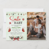 サンタベビーストッキングクリスマスウィンターベビーシャワー 招待状 (正面)