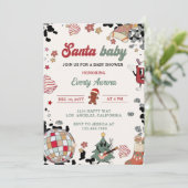 サンタベビーディスコボールクリスマスベビーシャワーパーティー 招待状 (スタンド正面)