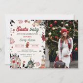 サンタベビーディスコボールクリスマスベビーシャワー写真 招待状 (正面)