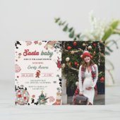 サンタベビーディスコボールクリスマスベビーシャワー写真 招待状 (スタンド正面)