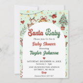 サンタベビートナカイ赤ちゃんシャワーパーティー 招待状 (正面)