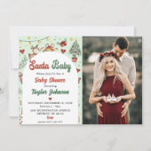 サンタベビートナカイ赤ちゃんシャワー写真 招待状 (正面)