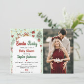 サンタベビートナカイ赤ちゃんシャワー写真 招待状 (スタンド正面)
