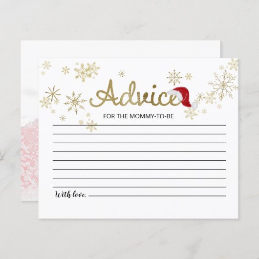 サンタベビーバジェットベビーシャワーアドバイスカード (正面/裏面)