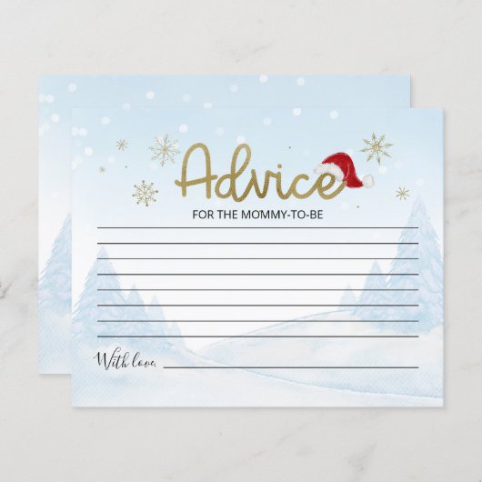 サンタベビーバジェットベビーシャワーアドバイスカード (正面/裏面)