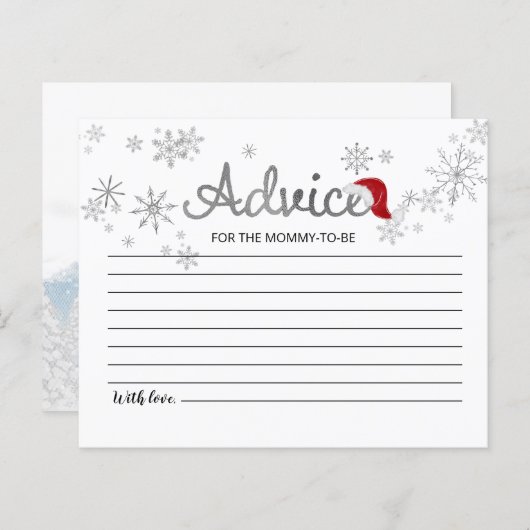 サンタベビーバジェットベビーシャワーアドバイスカード (正面/裏面)