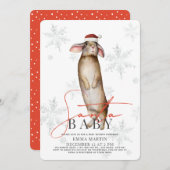サンタベビーバニースノーフレークスベビーシャワー 招待状 (正面/裏面)