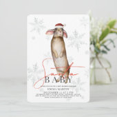 サンタベビーバニースノーフレークスベビーシャワー 招待状 (スタンド正面)