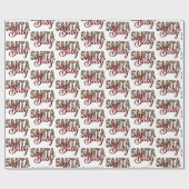 サンタベビーヒョウ格子柄クリスマス ラッピングペーパー (フラット)