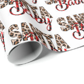 サンタベビーヒョウ格子柄クリスマス ラッピングペーパー (ロールコーナー)