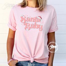 サンタベビーピンクかわいいクリスマス Tシャツ
