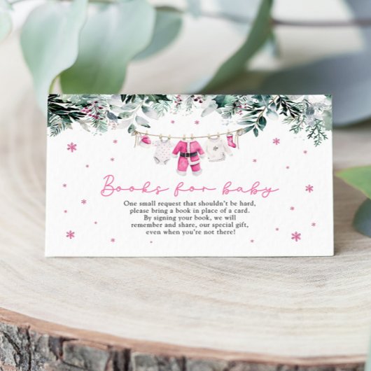 サンタベビーピンクガールクリスマスブックスベビー エンクロージャーカード