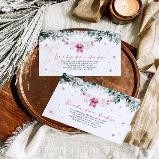 サンタベビーピンクガールクリスマスブックスベビー エンクロージャーカード