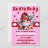 サンタベビーピンククリスマスガール赤ちゃんシャワー 招待状 (正面)