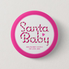 サンタベビーピンクホリデーベビーシャワーボタン 缶バッジ