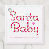 サンタベビーピンクホリデーベビーシャワーメッセージカード フェイバータグ (正面)