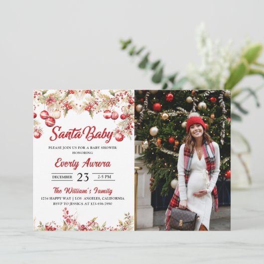 サンタベビーフローラ赤ちゃんシャワー写真 招待状 (スタンド正面)
