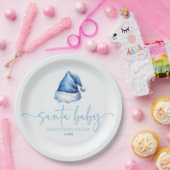 サンタベビーブルーハットクリスマスホリデーベビーシャワー ペーパープレート (パーティー)