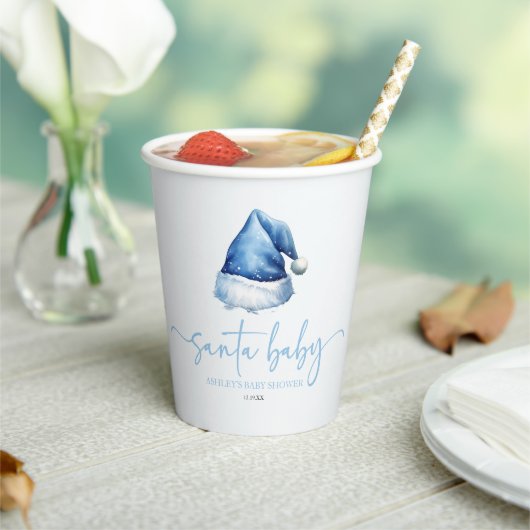 サンタベビーブルーハットクリスマスホリデーベビーシャワー 紙コップ (インサイチュ)