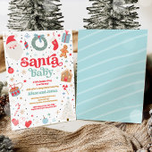 サンタベビーブルーボーイクリスマス赤ちゃんシャワー 招待状