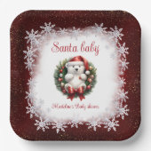 サンタベビーベアークリスマスベビーシャワー紙プレート ペーパープレート (正面)