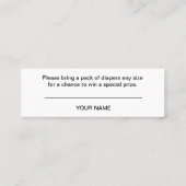 サンタベビーベビーおむつラッフルエンクロージャー スキニー名刺 (裏面)