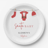 サンタベビーベビーシャワークリスマスクリスマスクロセラインクリスマス ペーパープレート (正面)