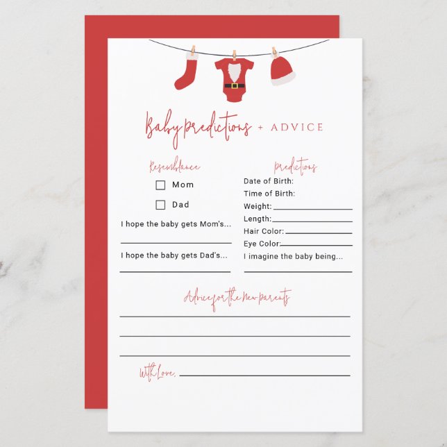 サンタベビーベビーシャワー予測とアドバイス (正面/裏面)