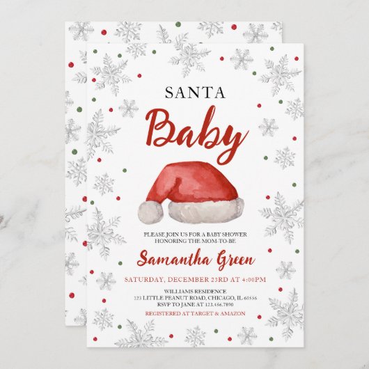 サンタベビーベビーシャワー招待状 招待状 (正面/裏面)