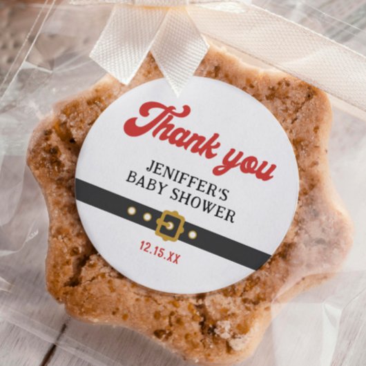 サンタベビーホリデーベビーシャワーサンキュー ラウンドシール