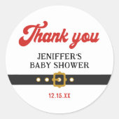 サンタベビーホリデーベビーシャワーサンキュー ラウンドシール (正面)