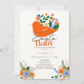 サンタベビーホリデーレッドバードガールベビーシャワー 招待状 (正面)