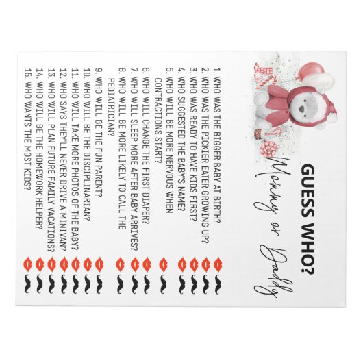 サンタベビーポーラーベアーベイビーシャワー誰が推測 ノートパッド (正面)