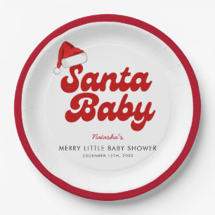 サンタベビーメリーリトルクリスマスベビーシャワー ペーパープレート