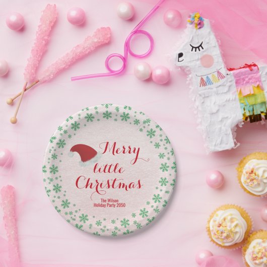 サンタベビーレッドグリーンシンプル伝統的クリスマス ペーパープレート (パーティー)