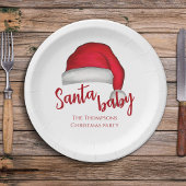 サンタベビーレッドシンプル伝統的クリスマス ペーパープレート