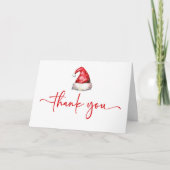 サンタベビーレッドハットクリスマスホリデーベビーシャワー サンキューカード (正面)