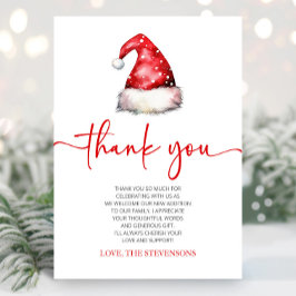 サンタベビーレッドハットクリスマスホリデーベビーシャワー サンキューカード