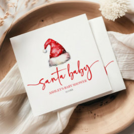 サンタベビーレッドハットクリスマスホリデーベビーシャワー スタンダードランチョンナプキン
