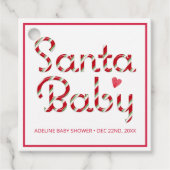 サンタベビーレッドベビーシャワーメッセージカード フェイバータグ (正面)