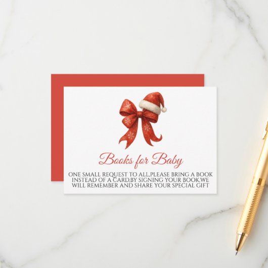 サンタベビーレッドボウクリスマスブックスベビー エンクロージャーカード (正面/裏面インサイチュ)