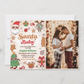 サンタベビーレトロクリスマスベビーシャワー写真 招待状 (正面)