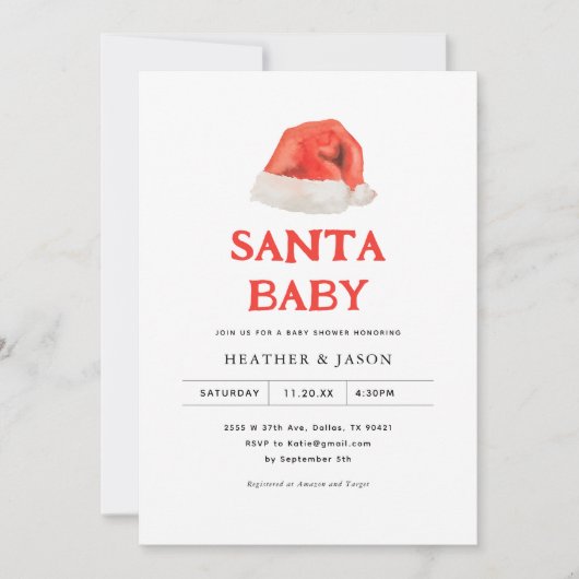 サンタベビーヴィンテージウィンターベビーシャワー招待状 招待状 (正面)
