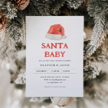 サンタベビーヴィンテージウィンターベビーシャワー招待状