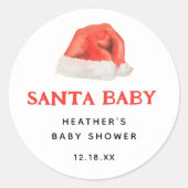 サンタベビーヴィンテージ冬の赤ちゃんシャワーの好意 ラウンドシール (正面)
