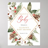 サンタベビー冬の赤ちゃんシャワー歓迎サイン ポスター (正面)