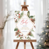 サンタベビー冬の赤ちゃんシャワー歓迎サイン ポスター